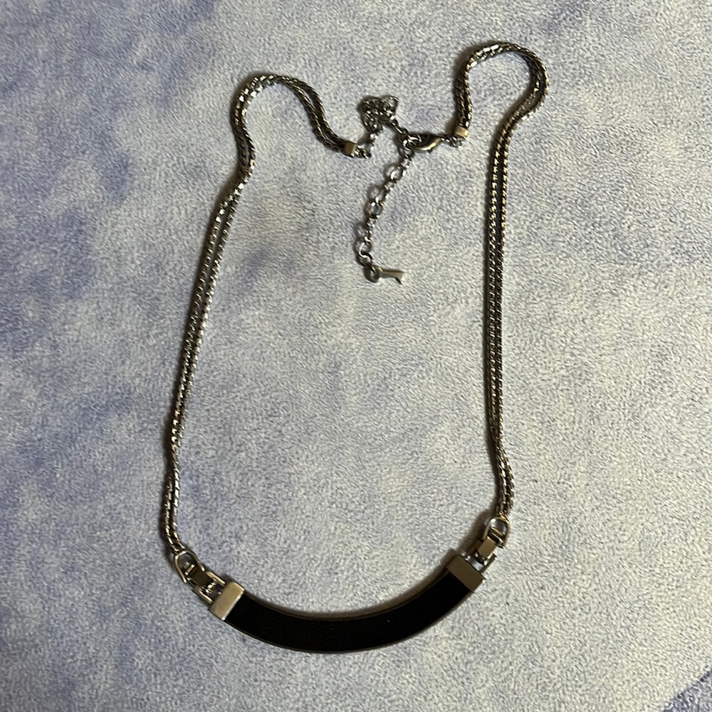 Keep collective leather reversible chain necklace. Black/pewter/silver